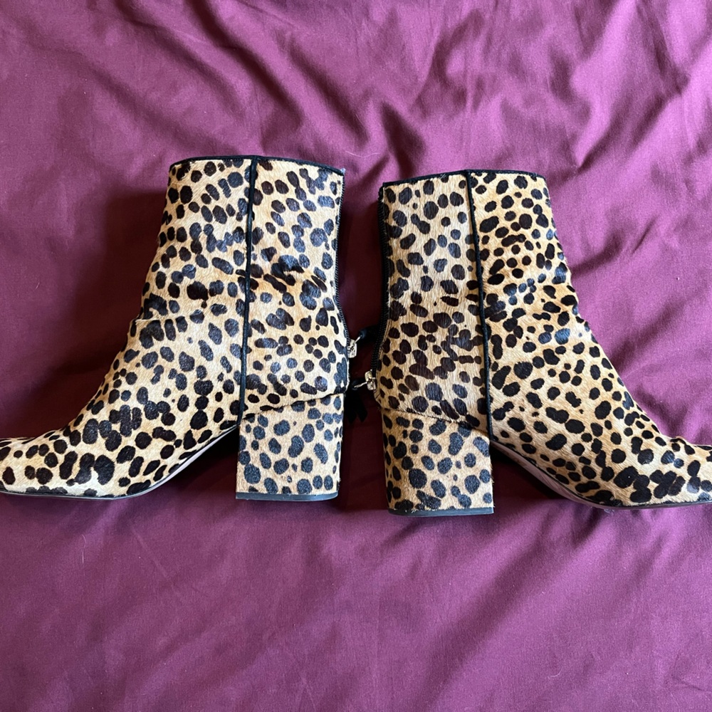 J. Crew Leopard Print Ankle Boots in Tan and Black